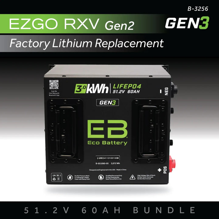 ECO BATTERY 51V 60AH Battery Bundle / EZGO RXV Samsung Gen2