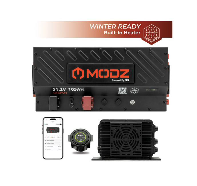 MODZ LITHIUM BUNDLE 51.2V 105Ah SLIM Golf Cart Battery Bundle with Built-In Heater