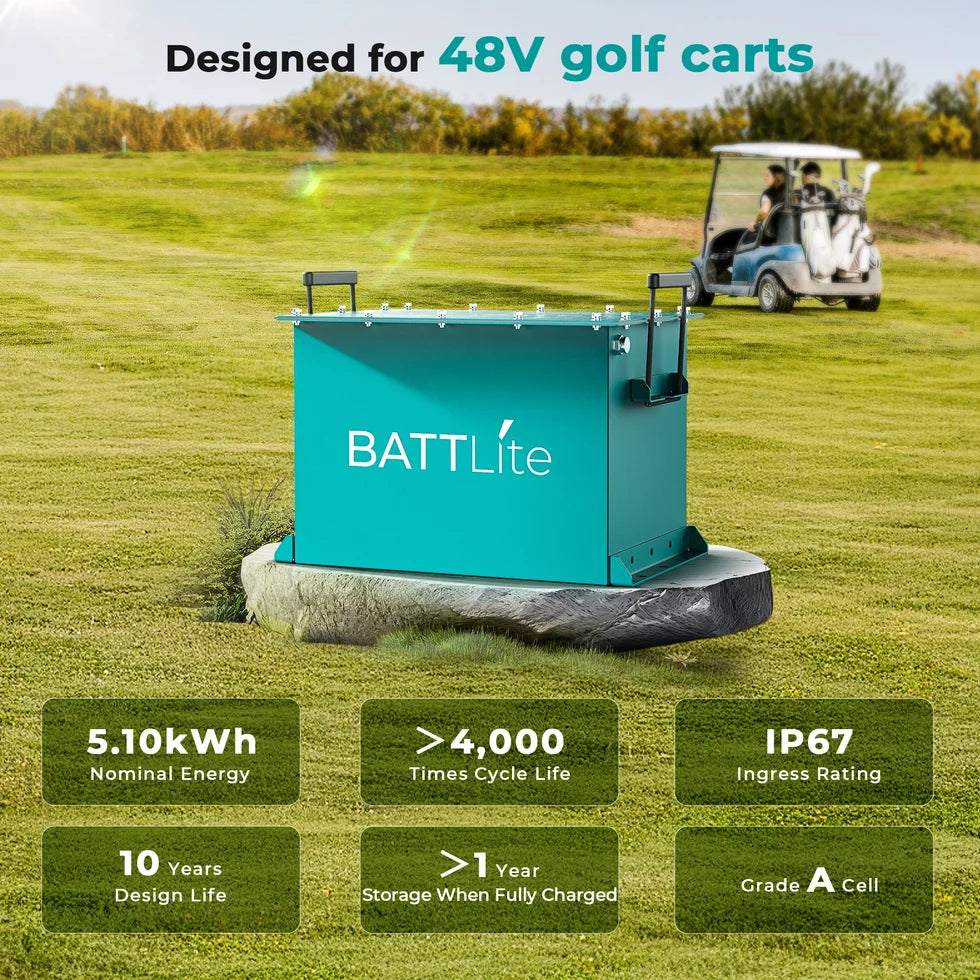 48V 100AH Lithium BATTLite Golf Cart Battery by ROYPOW